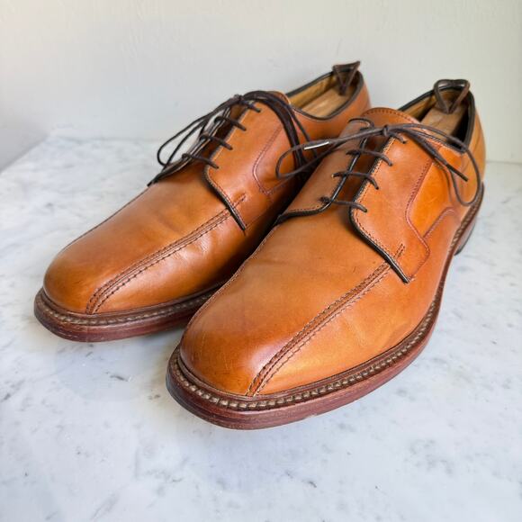 Allen Edmonds Hillcrest Derby Shoes Tan Leather 11.5C Made in USA - Picture 1 of 15